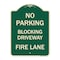 Signmission No Blocking Driveway Fire Lane Heavy-Gauge Aluminum Architectural Sign, 24" x 18", G-1824-23852 A-DES-G-1824-23852 - alternate 1